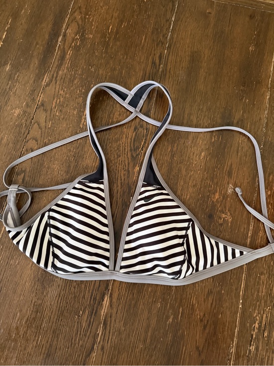 Nike Other - Nike Black and White Striped Triangle Bikini Top with Gray Trim